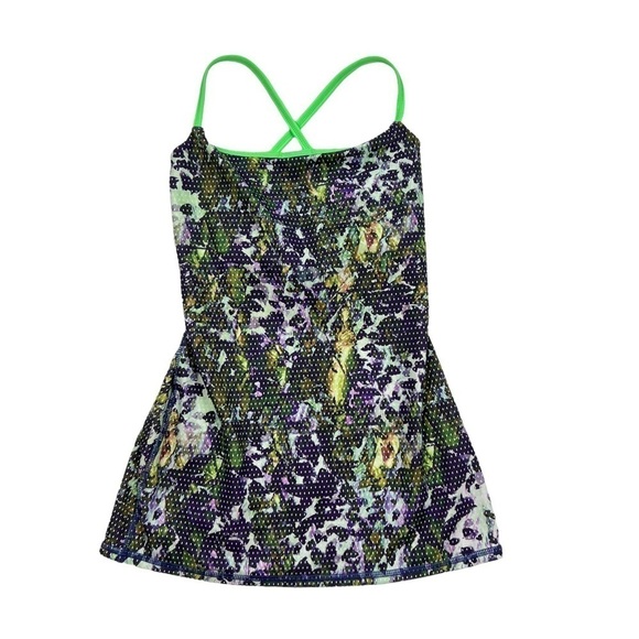 Lululemon Floral Sport White Multi Strappy Back Dancing Warrior Tank Top - Picture 1 of 5